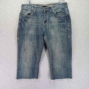 Rock & Roll Cowboy Jeans Mens 34 Pistol Slim Cut-Off Capri Shorts Denim Blue